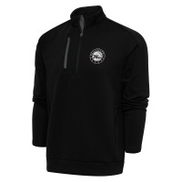 Philadelphia 76ers Antigua Black Metallic Logo Generation Quarter-Zip Pullover Top