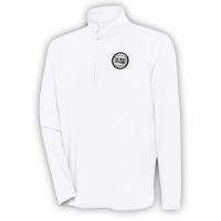 Detroit Pistons Antigua White Metallic Logo Hunk Quarter-Zip Pullover