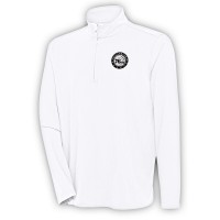 Philadelphia 76ers Antigua White Metallic Logo Hunk Quarter-Zip Pullover