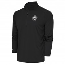 Philadelphia 76ers Antigua Charcoal Metallic Logo Tribute Quarter-Zip Pullover