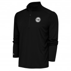 Detroit Pistons Antigua Black Metallic Logo Tribute Quarter-Zip Pullover