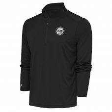 Detroit Pistons Antigua Charcoal Metallic Logo Tribute Quarter-Zip Pullover