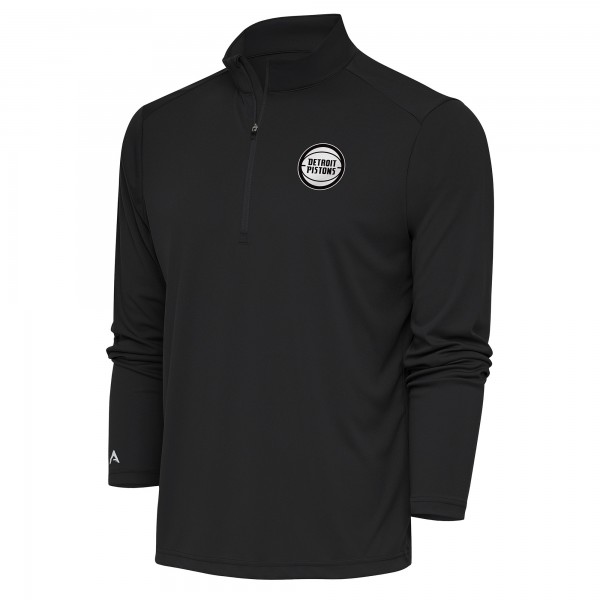 Detroit Pistons Antigua Charcoal Metallic Logo Tribute Quarter-Zip Pullover