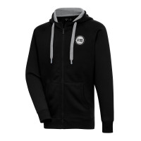 Detroit Pistons Antigua Black Metallic Logo Victory Raglan Full-Zip Hoodie