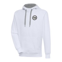 Detroit Pistons Antigua White Metallic Logo Victory Pullover Hoodie