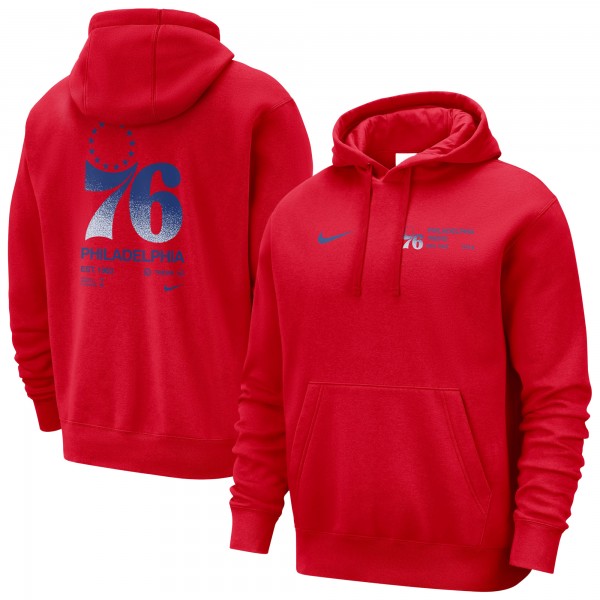 Philadelphia 76ers Nike Red Courtside Club Pullover Hoodie