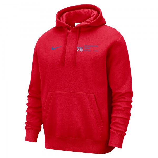 Philadelphia 76ers Nike Red Courtside Club Pullover Hoodie