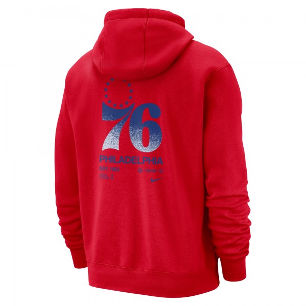 Philadelphia 76ers Nike Red Courtside Club Pullover Hoodie
