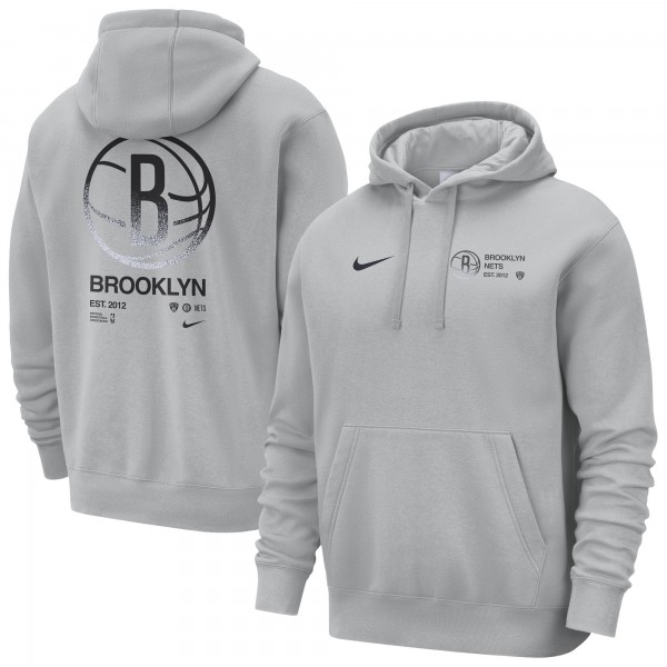 Brooklyn Nets Nike Gray Courtside Club Pullover Hoodie