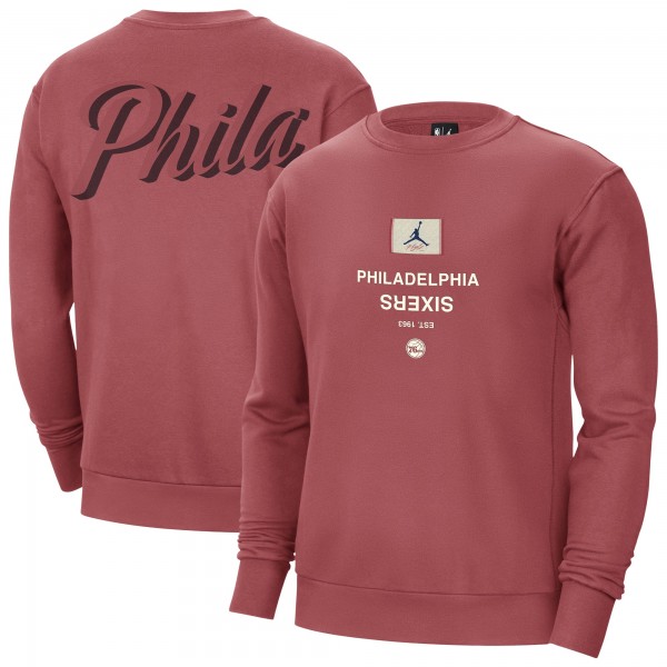 Philadelphia 76ers Jordan Brand Red Courtside Statement Edition Heavyweight Pullover Sweatshirt