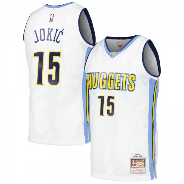 Джерси Denver Nuggets Nikola Jokic Mitchell & Ness White 2016/17 Throwback Swingman