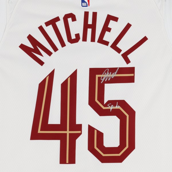 Donovan Mitchell Cleveland Cavaliers Autographed Fanatics Authentic White Nike 2022-23 Association Edition Swingman Jersey with Spida Inscription