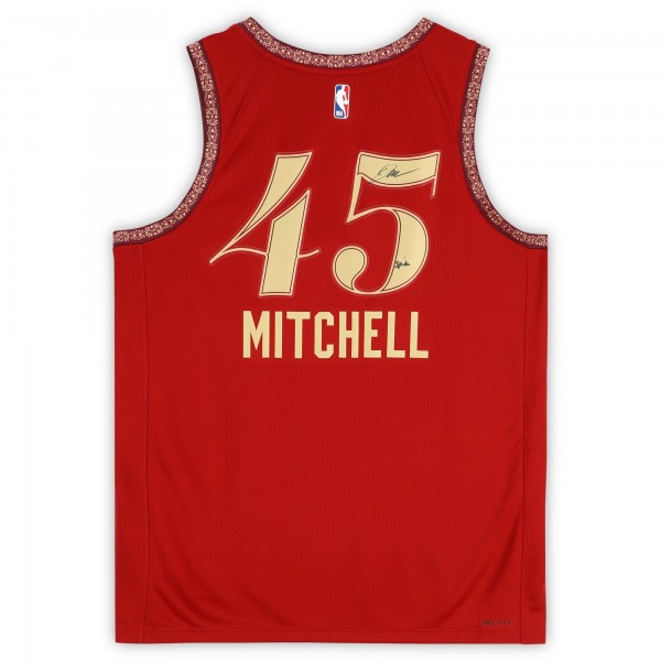 Donovan Mitchell Cleveland Cavaliers Autographed Fanatics Authentic Wine Nike 2023-24 City Edition Swingman Jersey with Spida Inscription