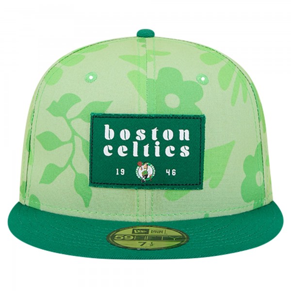 Бейсболка Boston Celtics New Era Palm Fronds 2-Tone 59FIFTY - Kelly Green