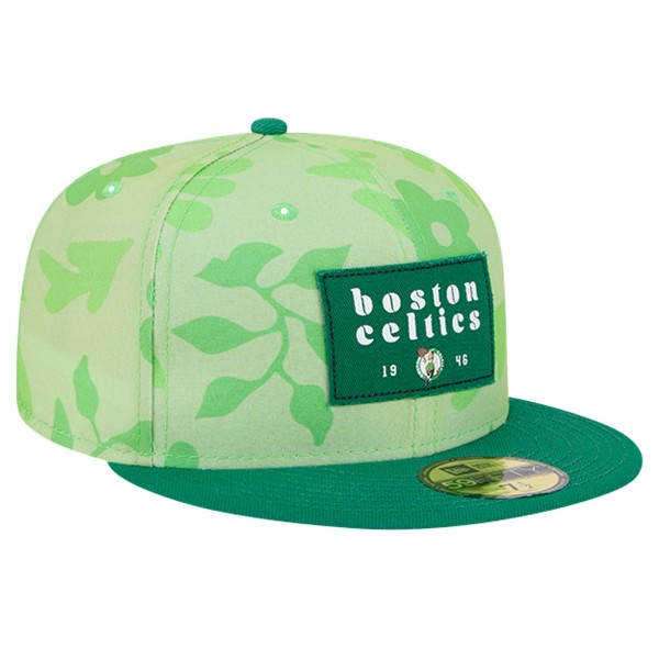 Бейсболка Boston Celtics New Era Palm Fronds 2-Tone 59FIFTY - Kelly Green