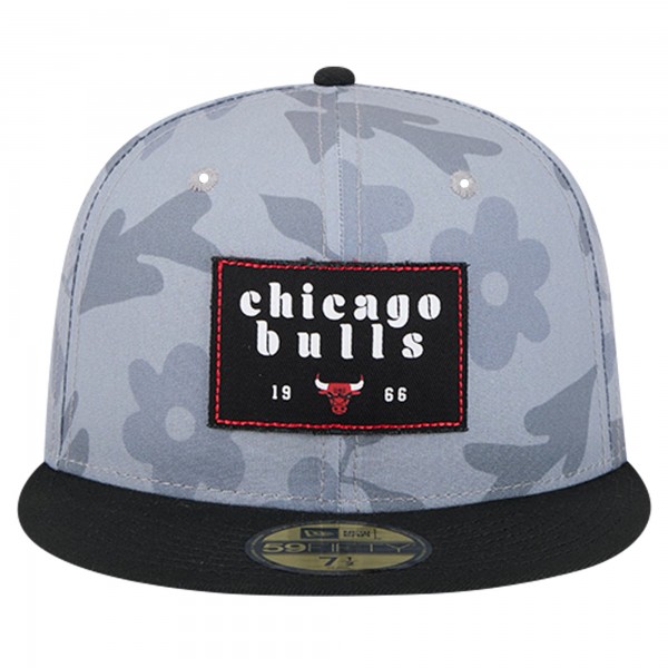 Бейсболка Chicago Bulls New Era Palm Fronds 2-Tone 59FIFTY - Gray