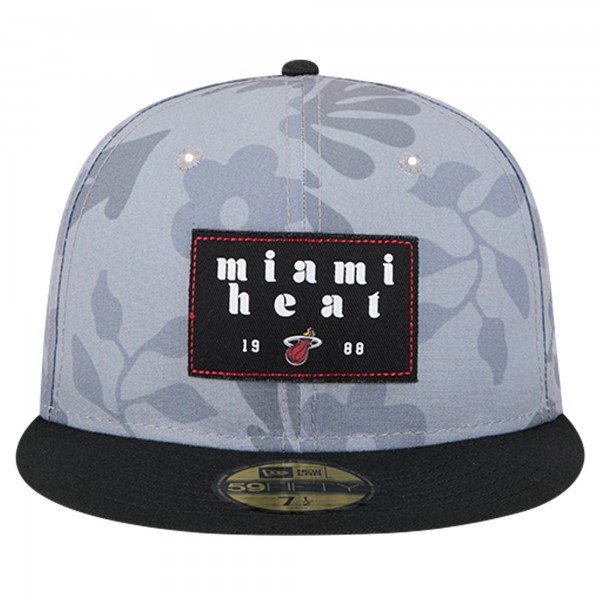 Бейсболка Miami Heat New Era Gray Palm Fronds 2-Tone 59FIFTY