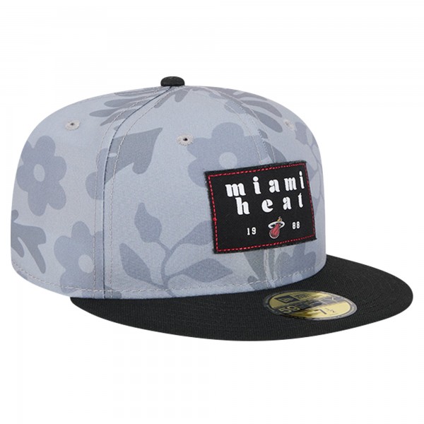 Бейсболка Miami Heat New Era Gray Palm Fronds 2-Tone 59FIFTY