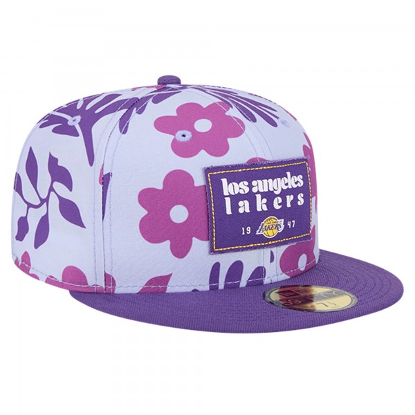 Бейсболка Los Angeles Lakers New Era Palm Fronds 2-Tone 59FIFTY - Purple