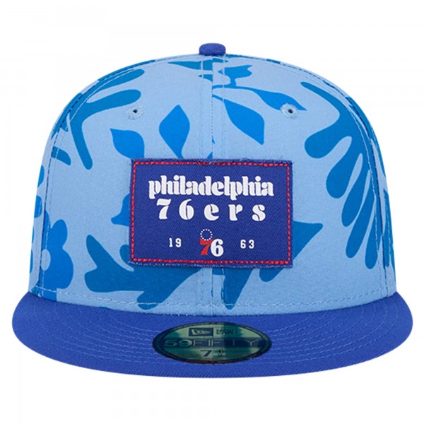Бейсболка Philadelphia 76ers New Era Royal Palm Fronds 2-Tone 59FIFTY