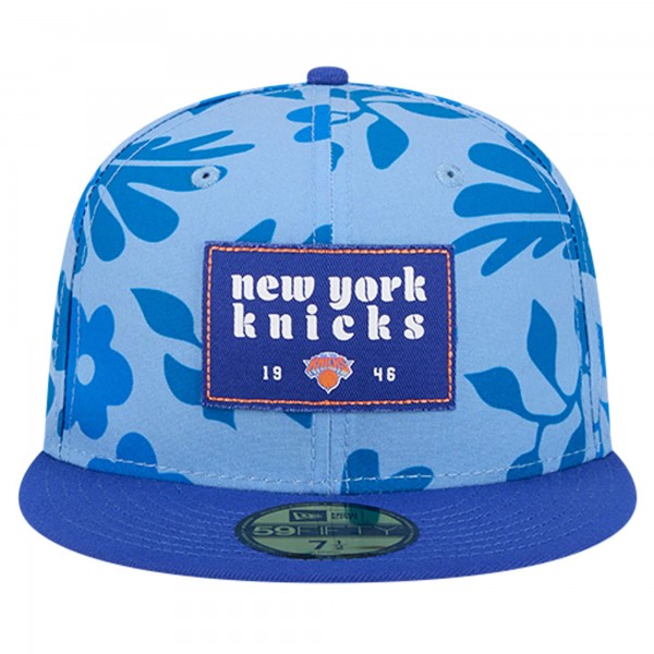 Бейсболка New York Knicks New Era Blue Palm Fronds 2-Tone 59FIFTY