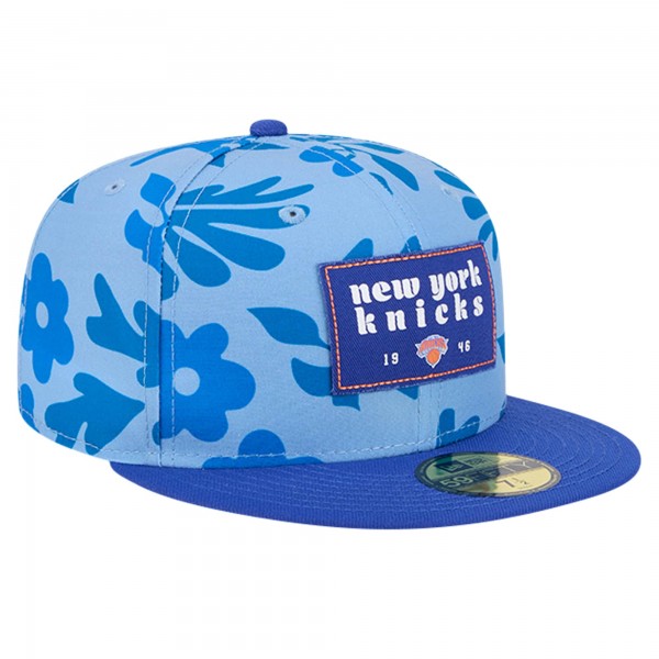 Бейсболка New York Knicks New Era Blue Palm Fronds 2-Tone 59FIFTY