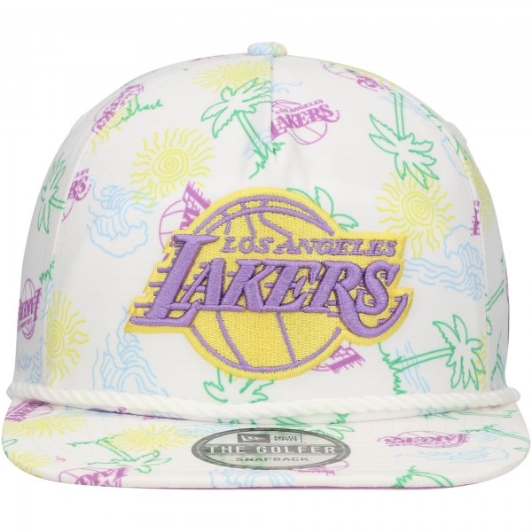 Бейсболка Los Angeles Lakers New Era White Palm Trees and Waves Golfer