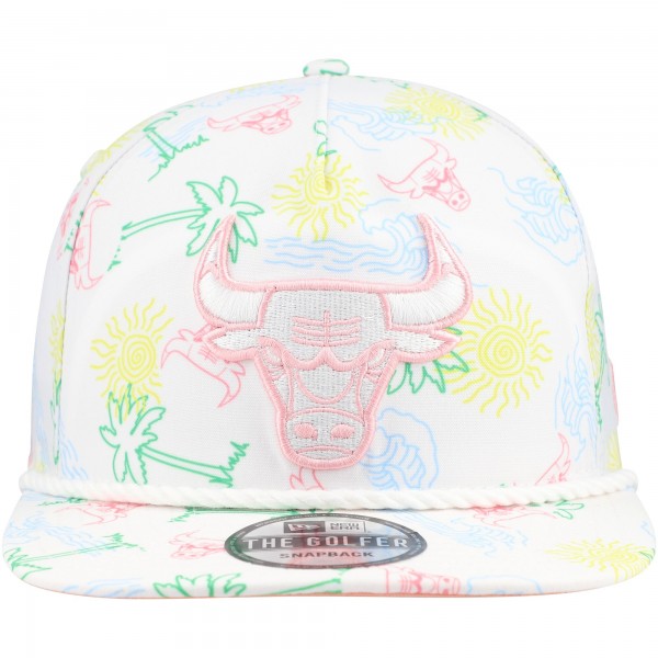 Бейсболка Chicago Bulls New Era Palm Trees and Waves Golfer - White
