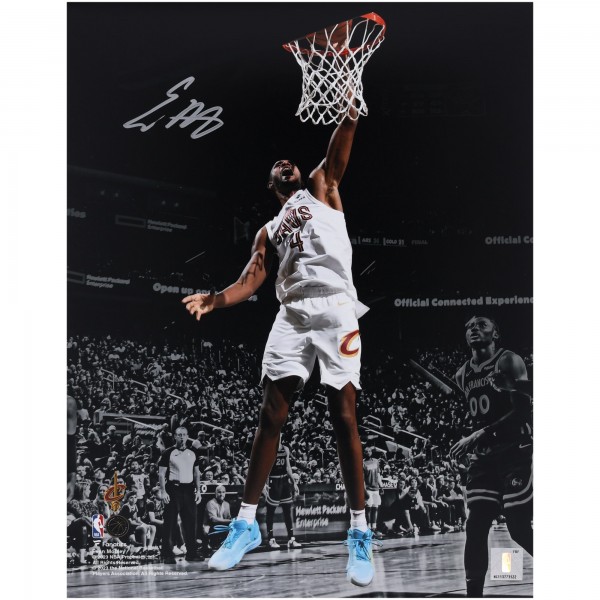Evan Mobley Cleveland Cavaliers Autographed Fanatics Authentic 11 x 14 White Jersey Dunk Spotlight Photograph
