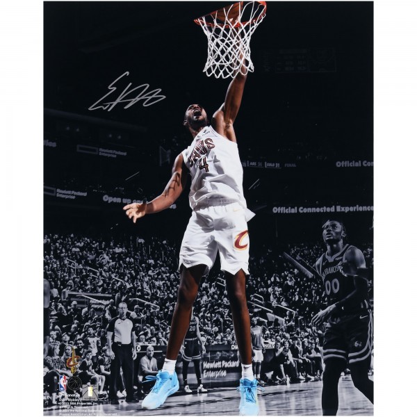 Evan Mobley Cleveland Cavaliers Autographed Fanatics Authentic 16 x 20 White Jersey Dunk Spotlight Photograph