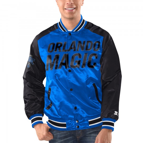 Куртка Orlando Magic Starter Blue/Black Renegade Satin Full-Snap Varsity