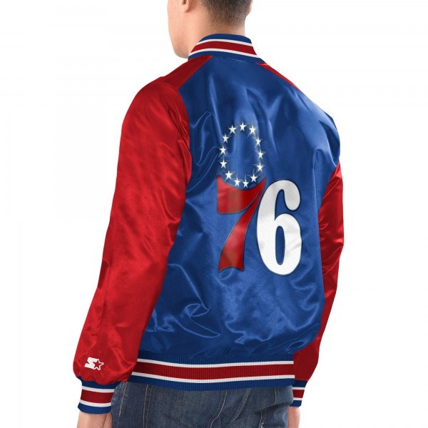 Philadelphia 76ers Starter Royal/Red Renegade Satin Full-Snap Varsity Jacket