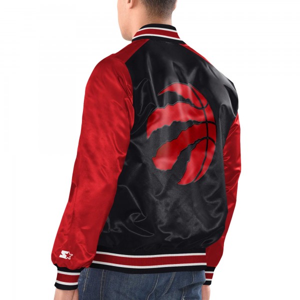 Toronto Raptors Starter Black/Red Renegade Satin Full-Snap Varsity Jacket