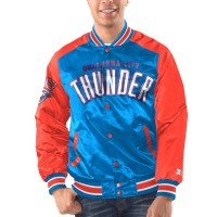Куртка на кнопках Oklahoma City Thunder Starter Blue/Orange Renegade Satin Varsity
