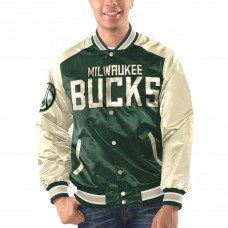 Бомбер Milwaukee Bucks Starter Renegade Satin Varsity - Hunter Green/Cream