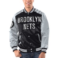 Бомбер Brooklyn Nets Starter Renegade Satin Varsity - Black/Silver