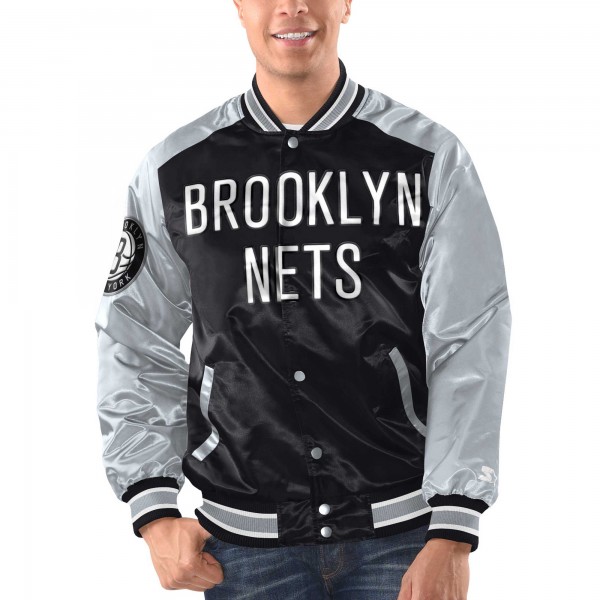 Бомбер Brooklyn Nets Starter Renegade Satin Varsity - Black/Silver