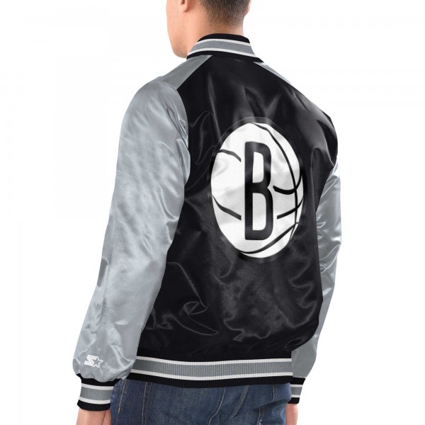 Бомбер Brooklyn Nets Starter Renegade Satin Varsity - Black/Silver