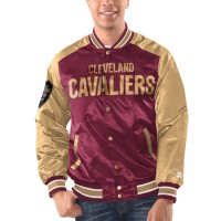 Cleveland Cavaliers Starter Wine/Gold Renegade Satin Full-Snap Varsity Jacket