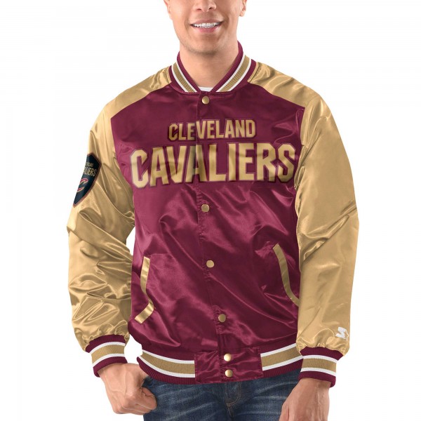 Cleveland Cavaliers Starter Wine/Gold Renegade Satin Full-Snap Varsity Jacket