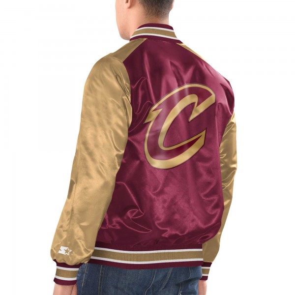 Cleveland Cavaliers Starter Wine/Gold Renegade Satin Full-Snap Varsity Jacket