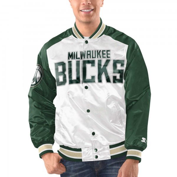 Бомбер Milwaukee Bucks Starter Renegade Satin Varsity - White/Hunter Green