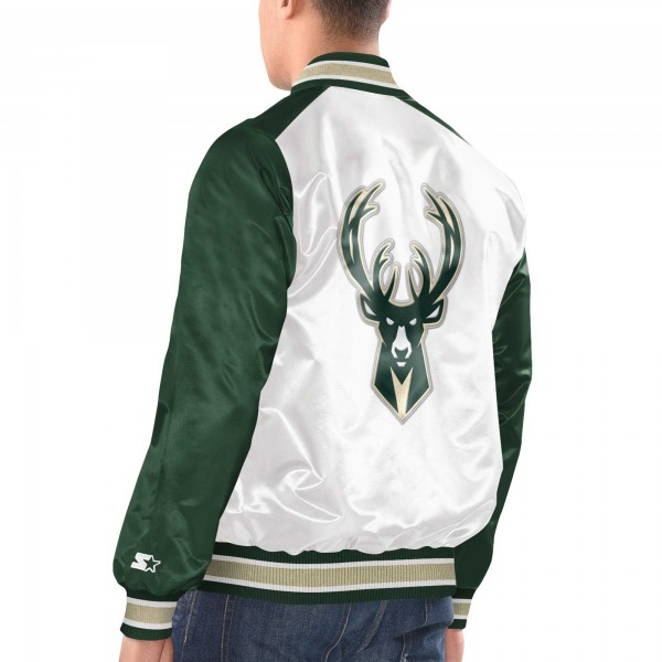 Бомбер Milwaukee Bucks Starter Renegade Satin Varsity - White/Hunter Green