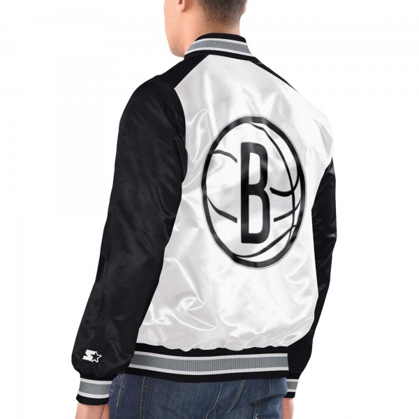 Бомбер Brooklyn Nets Starter Renegade Satin Varsity - White/Black