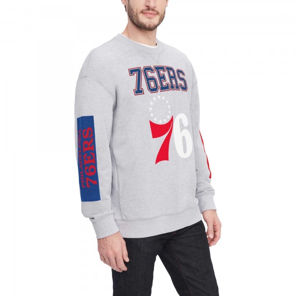 Philadelphia 76ers Tommy Jeans Heather Gray Hayes Crew Neck Pullover Sweatshirt