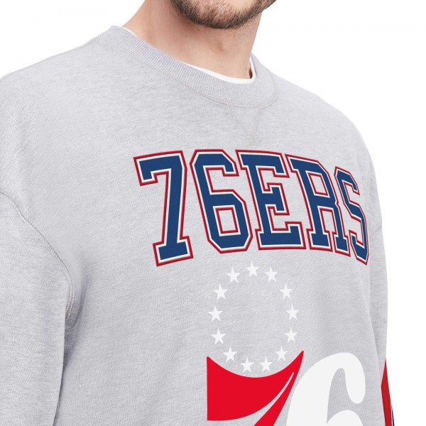 Philadelphia 76ers Tommy Jeans Heather Gray Hayes Crew Neck Pullover Sweatshirt