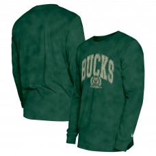 Футболка с длинным рукавом Milwaukee Bucks New Era Unisex Oversized Essentials Enzyme Wash - Hunter Green