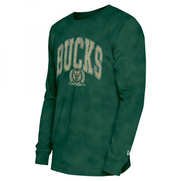 Футболка с длинным рукавом Milwaukee Bucks New Era Unisex Oversized Essentials Enzyme Wash - Hunter Green