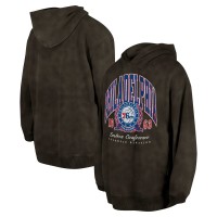 Unisex Philadelphia 76ers New Era Charcoal Oversized Essentials Pigment Wash Fleece Pullover Hoodie