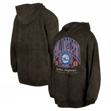 Unisex Philadelphia 76ers New Era Charcoal Oversized Essentials Pigment Wash Fleece Pullover Hoodie